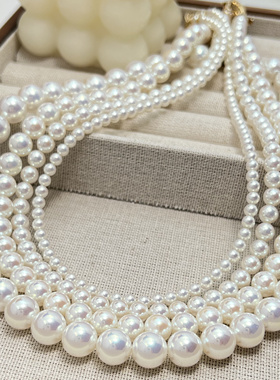 正圆极光人造天女Akoya珍珠项链 仿海水珍珠光泽锁骨链Fever同款