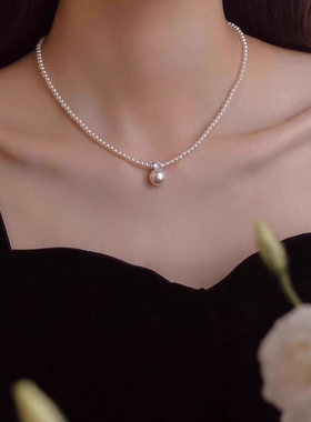 戴妃款施家珍珠项链女 极细小米珠轻奢小众高级感配饰锁骨链颈链
