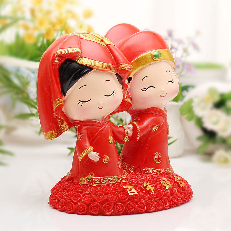 热卖 百年好合新郎新娘结婚摆件婚房装饰品送闺蜜朋友新婚礼物