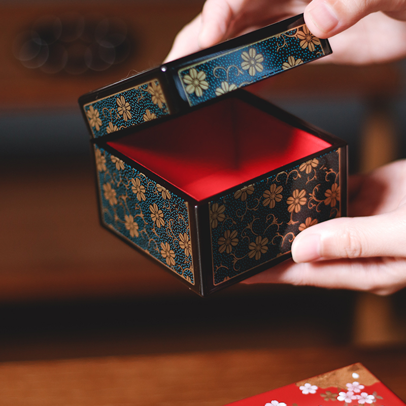 日本进口山中漆器樱花首饰盒收纳多层饰品珠宝盒储物盒结婚礼物 - 图2