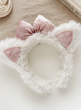 毛绒猫耳朵发箍女粉色头箍Lolita