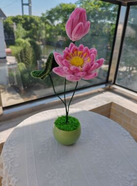 扭扭棒仿真荷花仿真花客厅摆件造景拍照道具