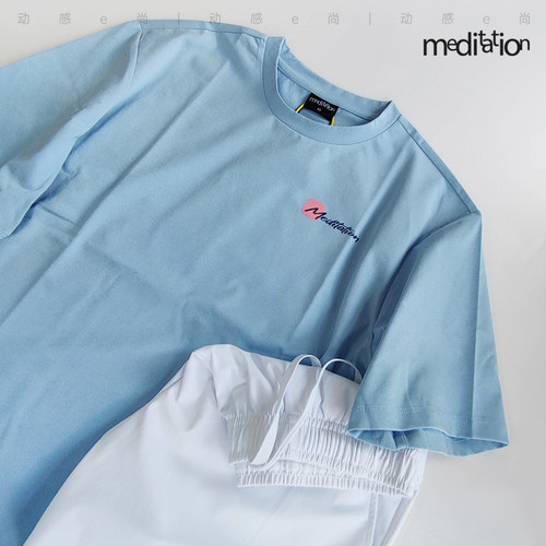 韩国2025春夏meditation新品羽毛球服短袖男女同款运动速干T两色 - 图1