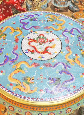 景泰蓝摆件九龙圆桌子掐丝珐琅彩