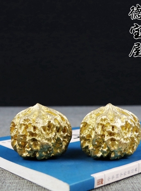 狮子头核桃实心铜纯铜把玩核雕
