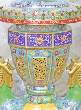 掐丝珐琅彩纯铜供佛长明灯景泰蓝