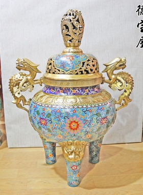 珐琅彩景泰蓝香炉书房软装工艺品