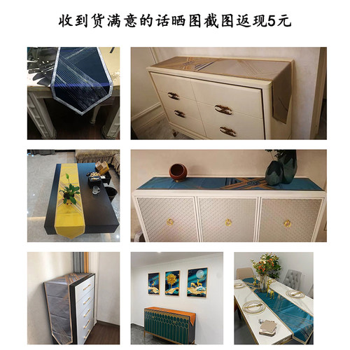现代轻奢桌旗新中式餐边柜盖巾设计师款爱马仕橙餐桌茶几装饰布条 - 图2