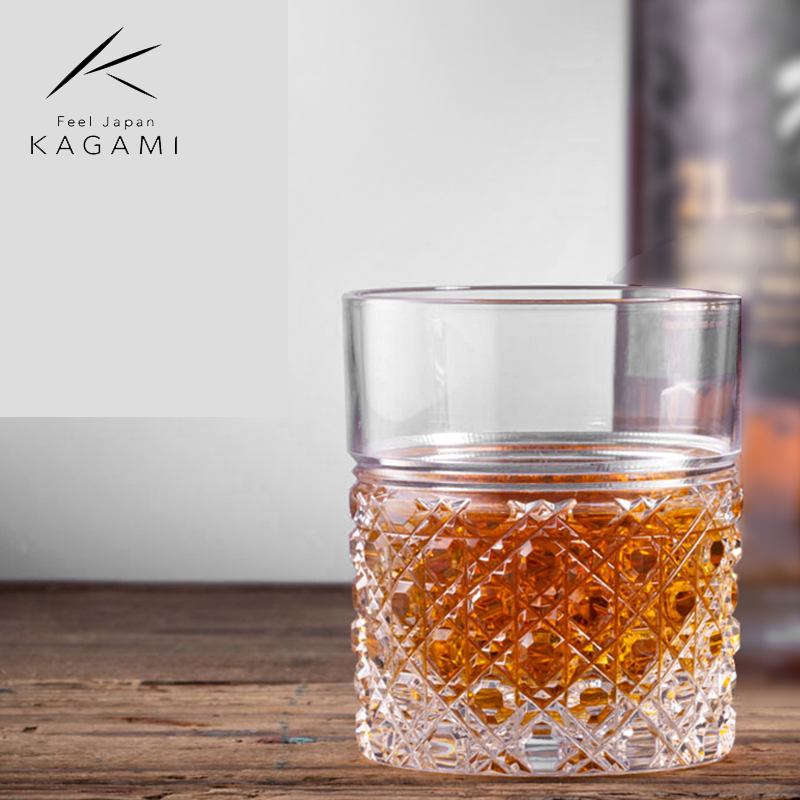 日本进口KAGAMI江户切子水晶玻璃威士忌杯日式洛克杯手工清酒杯子 - 图2
