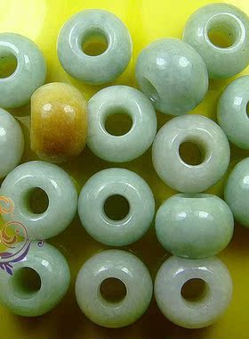 手工串珠材料天然冰种翡翠散珠玉珠子散珠大孔A货算珠DIY饰品配件