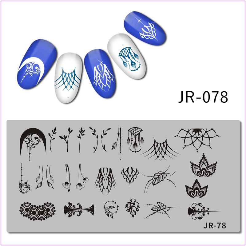 JR51-100美甲印花钢板波点咖啡美复古图案花法式字星月UPRETTEGO-图1