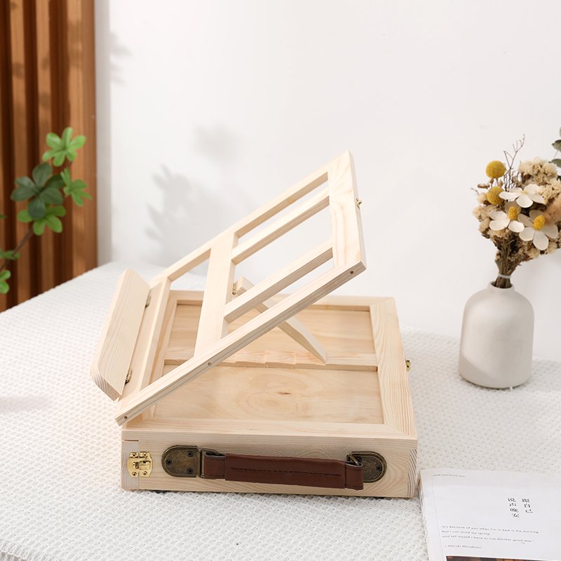 木质桌面画架台式油画棒收纳盒儿童便携油画箱美术生支架折叠画板-图2