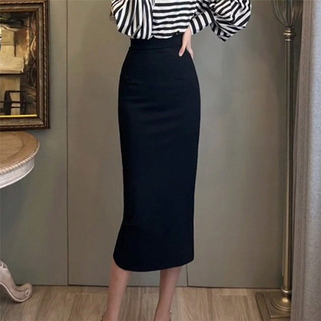 Long one step skirt retro back slit skirt