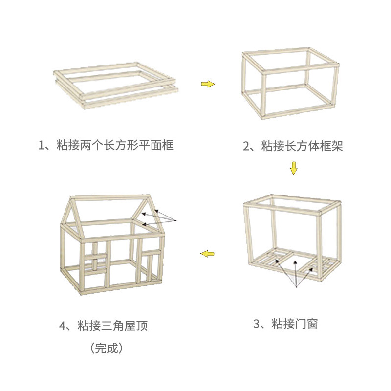 儿童木工小制作小木屋木头房子建造手工艺幼儿园科教美劳建筑玩具 - 图2