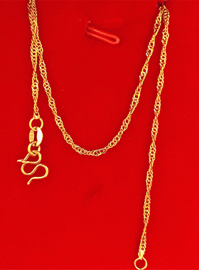 沙金项链女镀金水波链颈链简约锁骨链久不退色外贸饰品礼物