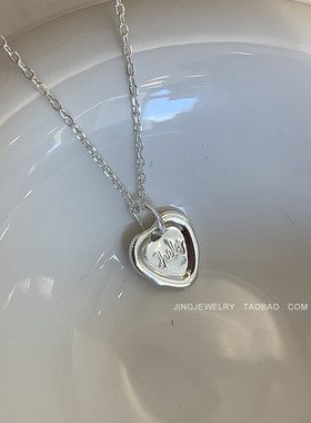 纯银925纯银女字母爱心项链