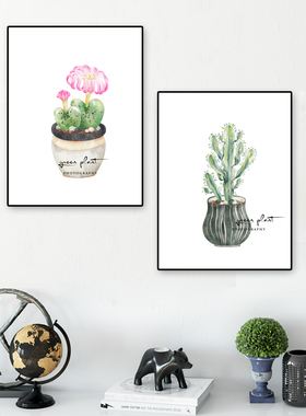 手绘仙人掌植物花卉照片墙新品