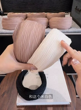 法式复古褶皱布艺宽边显脸小发箍