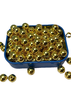 金色通孔半孔12mm高亮仿珍珠手工DIY饰品配件2号花杆专用串珠材料