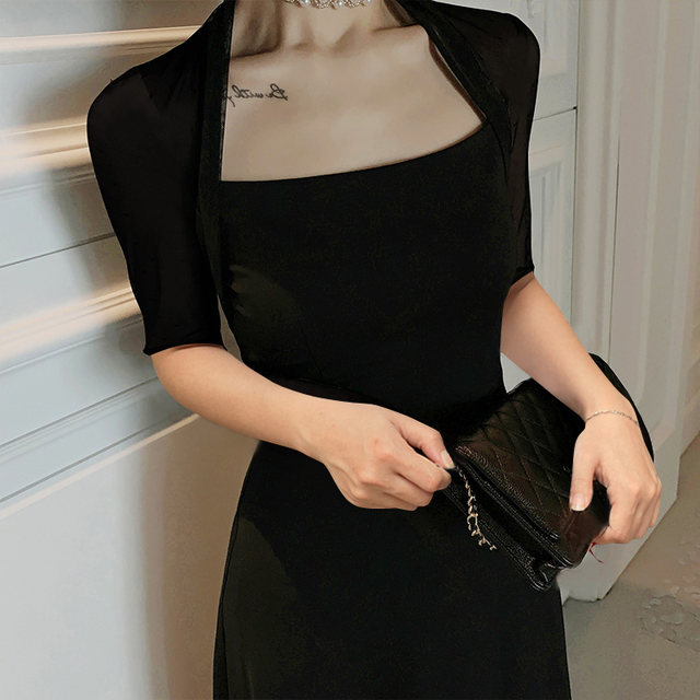 Retro elegant Hepburn ສີແຂງ knit ອັນດີ