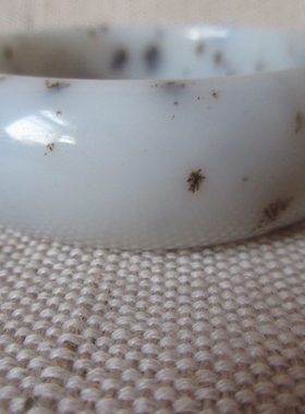 新疆和田玉 且末糖玉糖花玉草花桂花手镯玉镯奶白糖花58