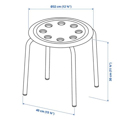 宜家家居国内代购IKEA玛留斯凳子矮凳餐桌凳圆凳正品塑料铁艺简约-图2