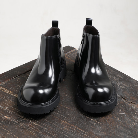 Ботинки Челси на толстой подошве в британском стиле. Мужские короткие сапоги из натуральной кожи.