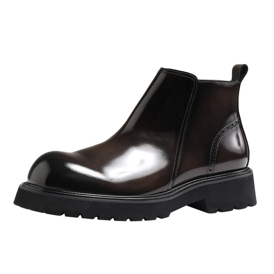 Ботинки Челси на толстой подошве в британском стиле. Мужские короткие сапоги из натуральной кожи.