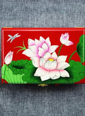 木质结婚礼盒复古带锁推光漆器