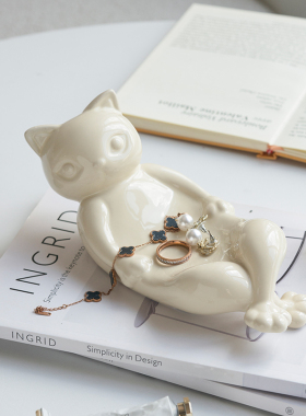 猫咪陶瓷肥皂盘收纳盘