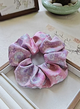 非遗桑蚕丝宋锦新中式发圈复古高级感扎头发大肠圈发饰头饰真丝