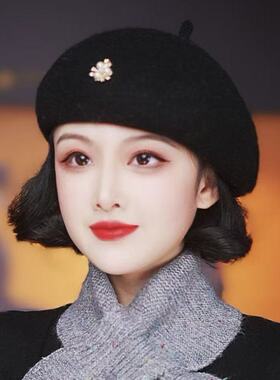 羊毛帽子女款贝雷帽秋冬百搭画家帽蓓蕾帽毛呢礼帽冬天时尚南瓜帽