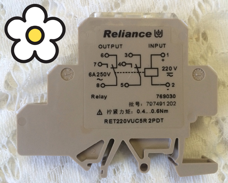 Reliance瑞联769030 RET220VUC5R2PDT导轨超薄继电器220V 769020-图0