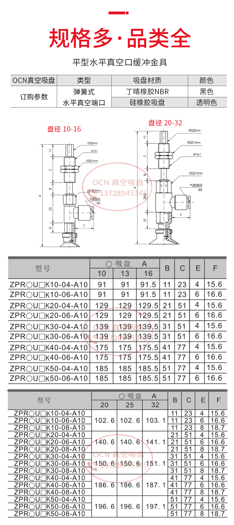 ZPR10/ZPR13/ZPR16BN/BS/BGS-04/06-A6/A5风琴型双层进口真空吸盘-图3