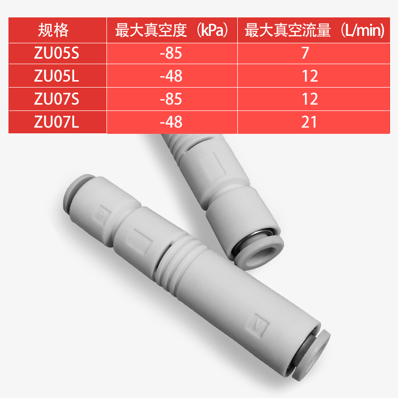 SMC款管道式真空发生器ZU05/07S ZU05/07L笔筒式负压阀真空产生器 - 图0