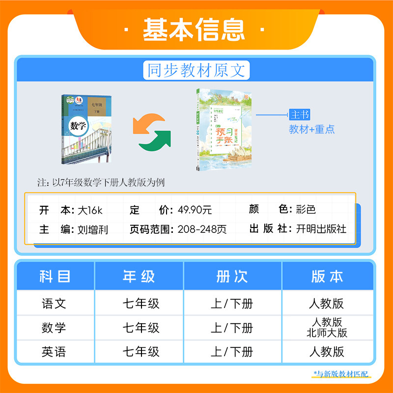 2026秋初中秒懂课堂预习手账学霸课堂笔记七年级上下册语文数学英语人教版北师同步教材预习训练提升同步课本预习笔记课堂笔记