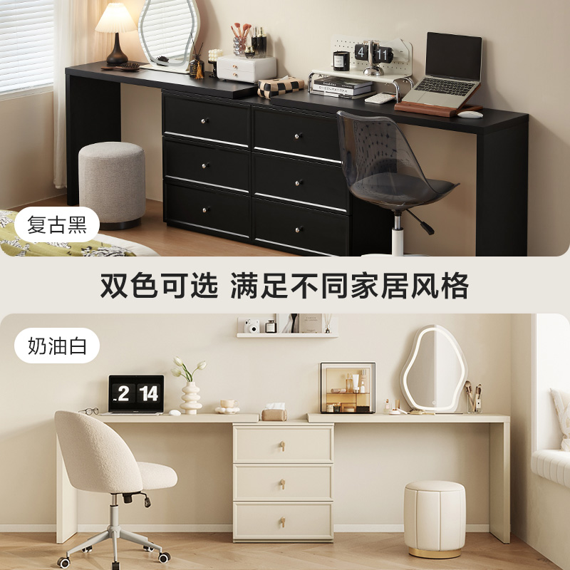 林氏家居轻奢化妆桌梳妆台斗柜一体主卧室书桌现代简约高级感木业 - 图3