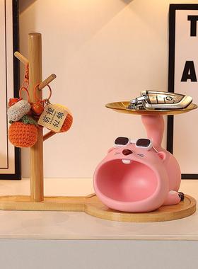 露比海狸小熊手机支架笔筒收纳摆件办公室桌面家居卡通装饰工艺品