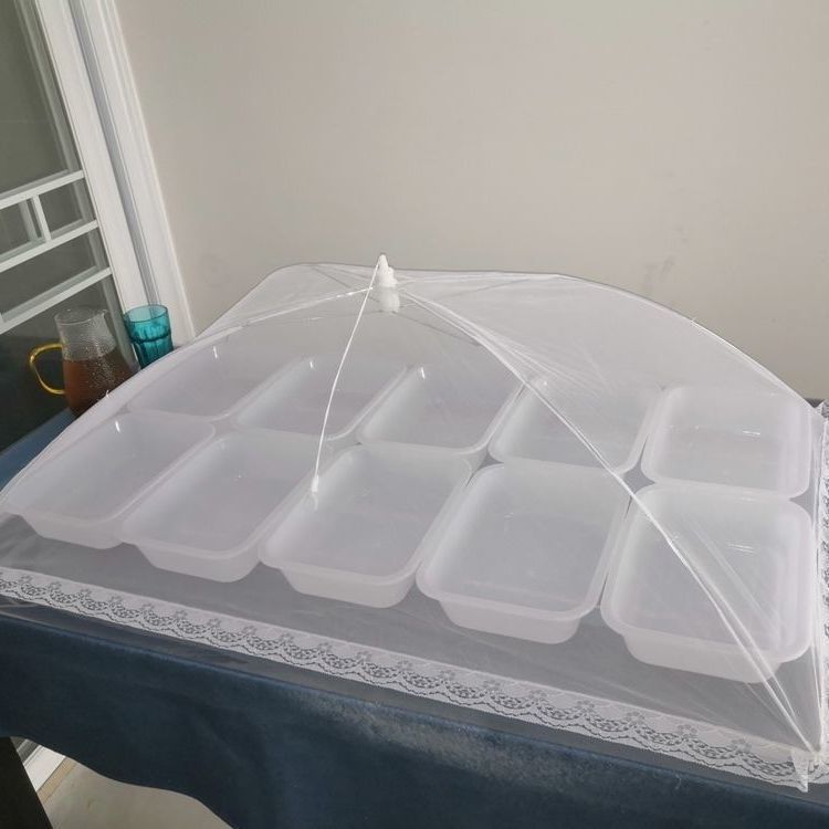 新款商用长方形菜罩大号可折叠食物饭菜罩白色可拆洗防蚊蝇餐桌罩-图3