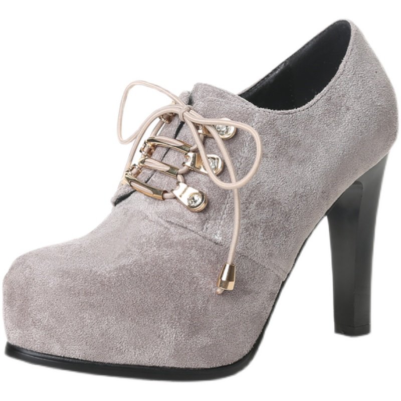 大码深口单鞋女加绒2021新款系带圆头高跟鞋绒面防水台粗跟女鞋子,淘宝优惠券,粉丝福利购,淘宝优惠卷