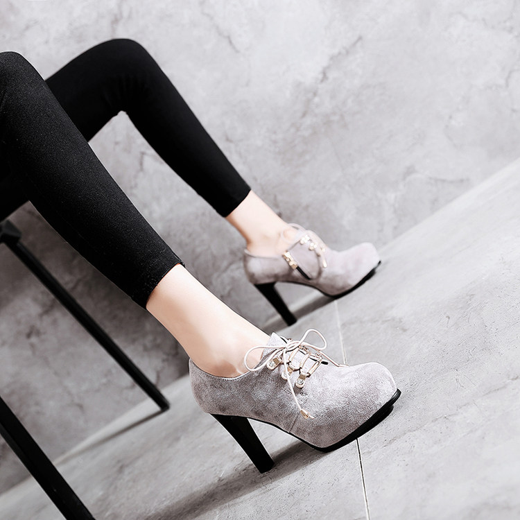 大码深口单鞋女加绒2021新款系带圆头高跟鞋绒面防水台粗跟女鞋子,淘宝优惠券,粉丝福利购,淘宝优惠卷