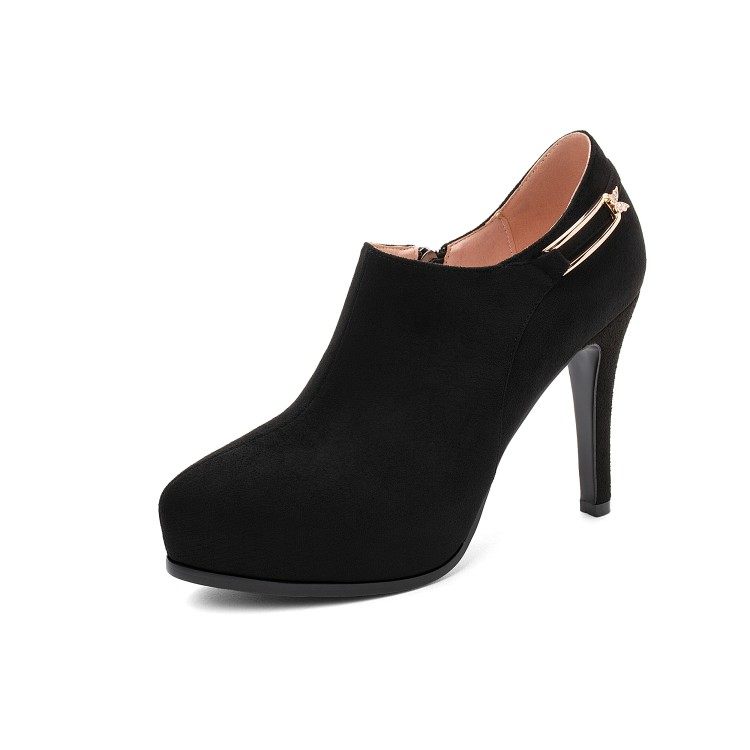 超高跟女鞋子大码2021年春秋季新款绒面防水台细跟侧拉链深口单鞋,淘宝优惠券,粉丝福利购,淘宝优惠卷