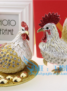 高档结婚礼物公鸡摆件金属工艺品