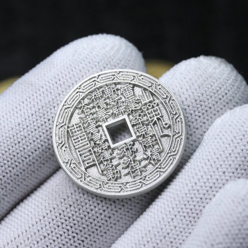 26mm山鬼花钱后天八卦回字纹雕刻花边纯银古法铸造手工银币天一 - 图1