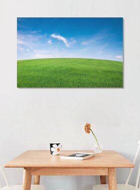 清新自然天空草原治愈风景房间卧室客厅背景墙帆布无框画装饰挂画