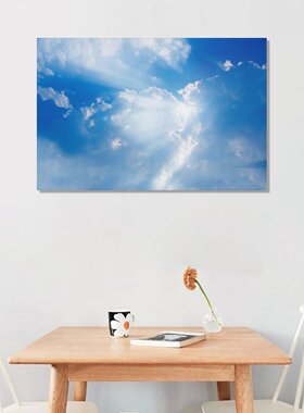 创意田园少女风彩色云层云朵cloud房间背景墙帆布无框画装饰挂画