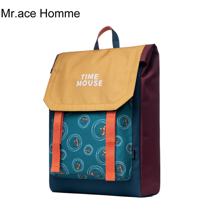 mrace韩版学生女15寸大容量电脑包 mracehomme双肩背包