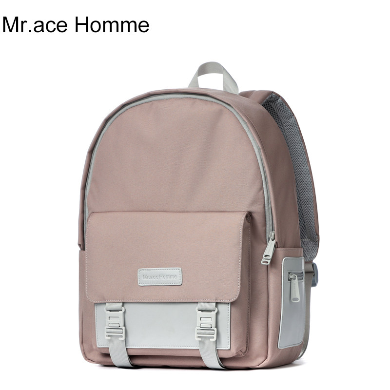 mr.ace homme女韩版高中纯色双肩包 mracehomme双肩背包