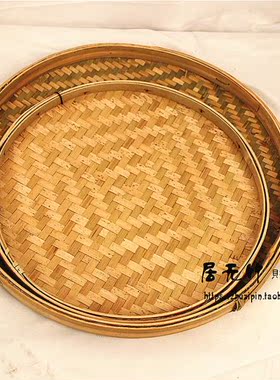 纯手工竹匾 竹筛子竹筐 竹扁竹篮 有孔米筛 晒干货筛 竹制品果篮