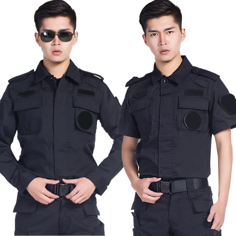 作訓服夏季長袖短袖套裝黑色保安網格作訓服野戰工作服春秋裝男女